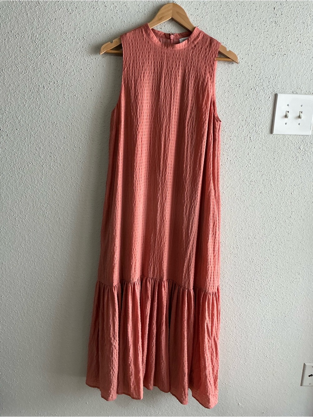 Nordstrom Coral Sleeveless Maxi Dress with Ruffled Hem